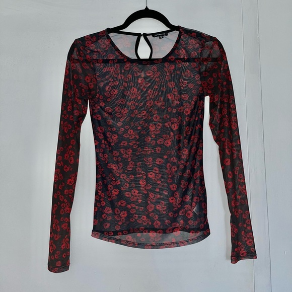 Dynamite Sheer mesh floral long sleeve top - Picture 1 of 5